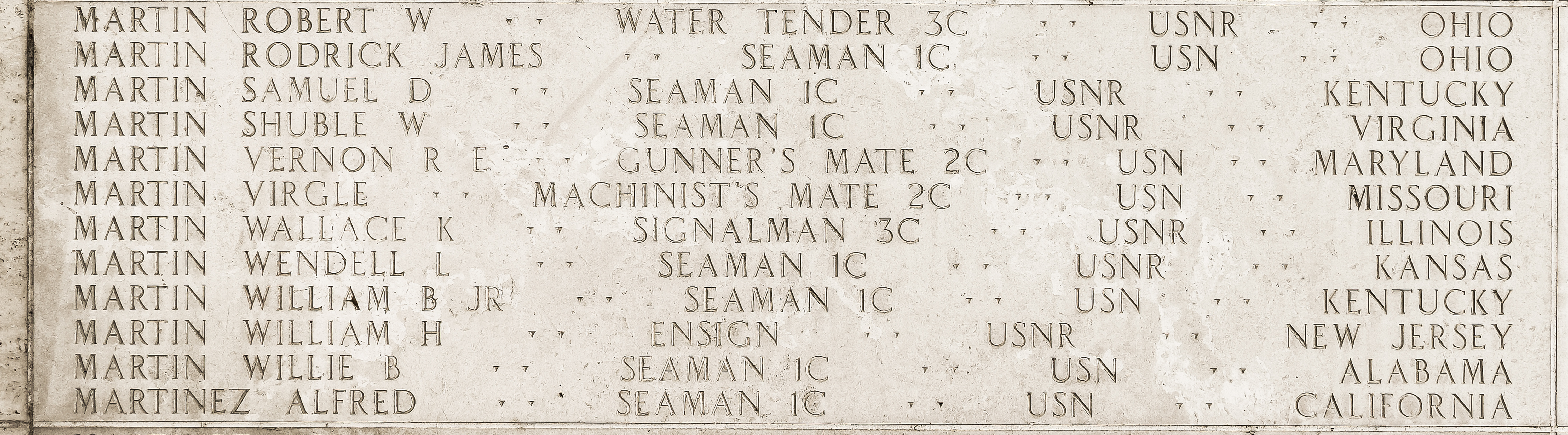 Rodrick James Martin, Seaman First Class